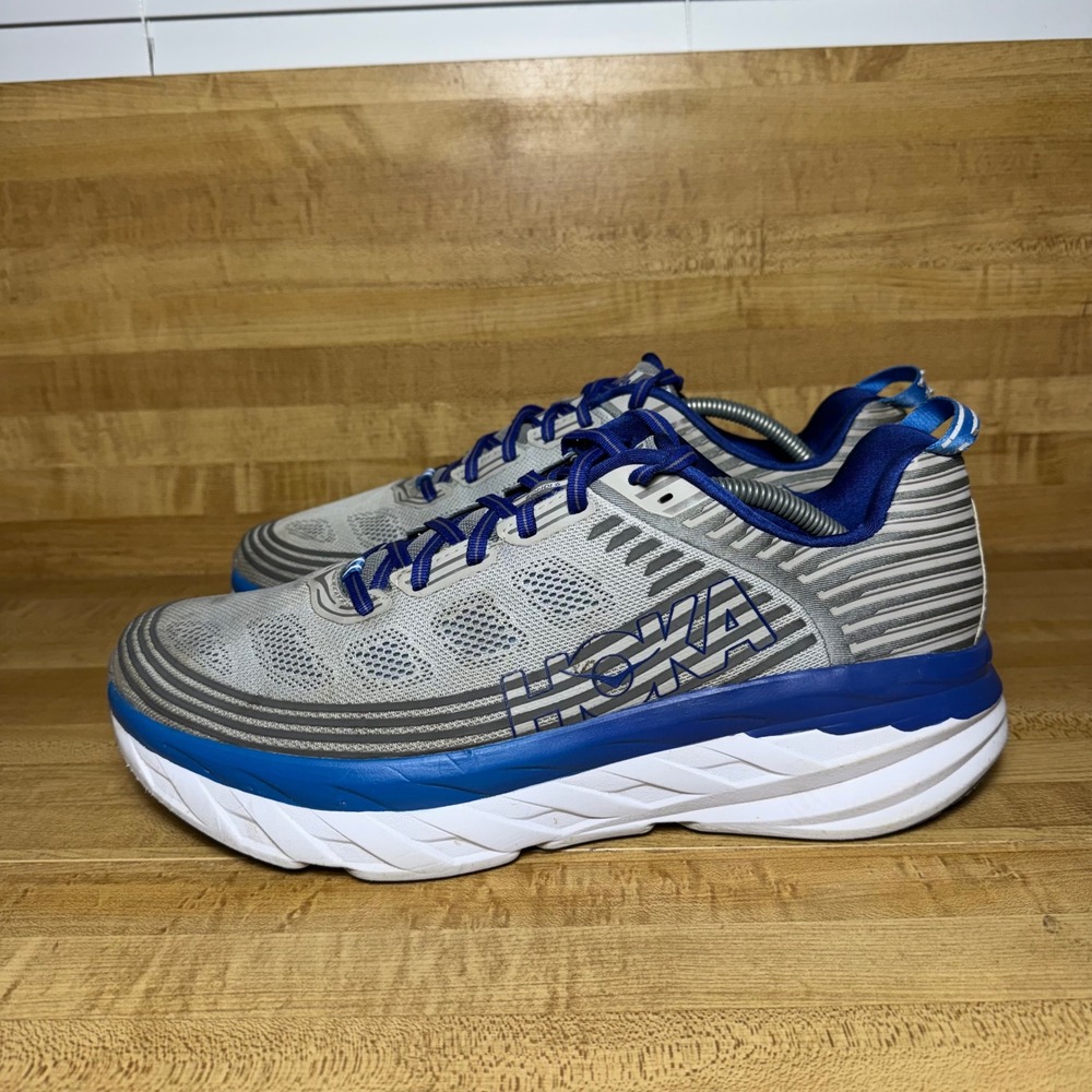 Hoka One One Bondi 6 Mens SZ 12 Running Shoes Vapor Blue Frost Gray 1019269 VBFG - Picture 2 of 6